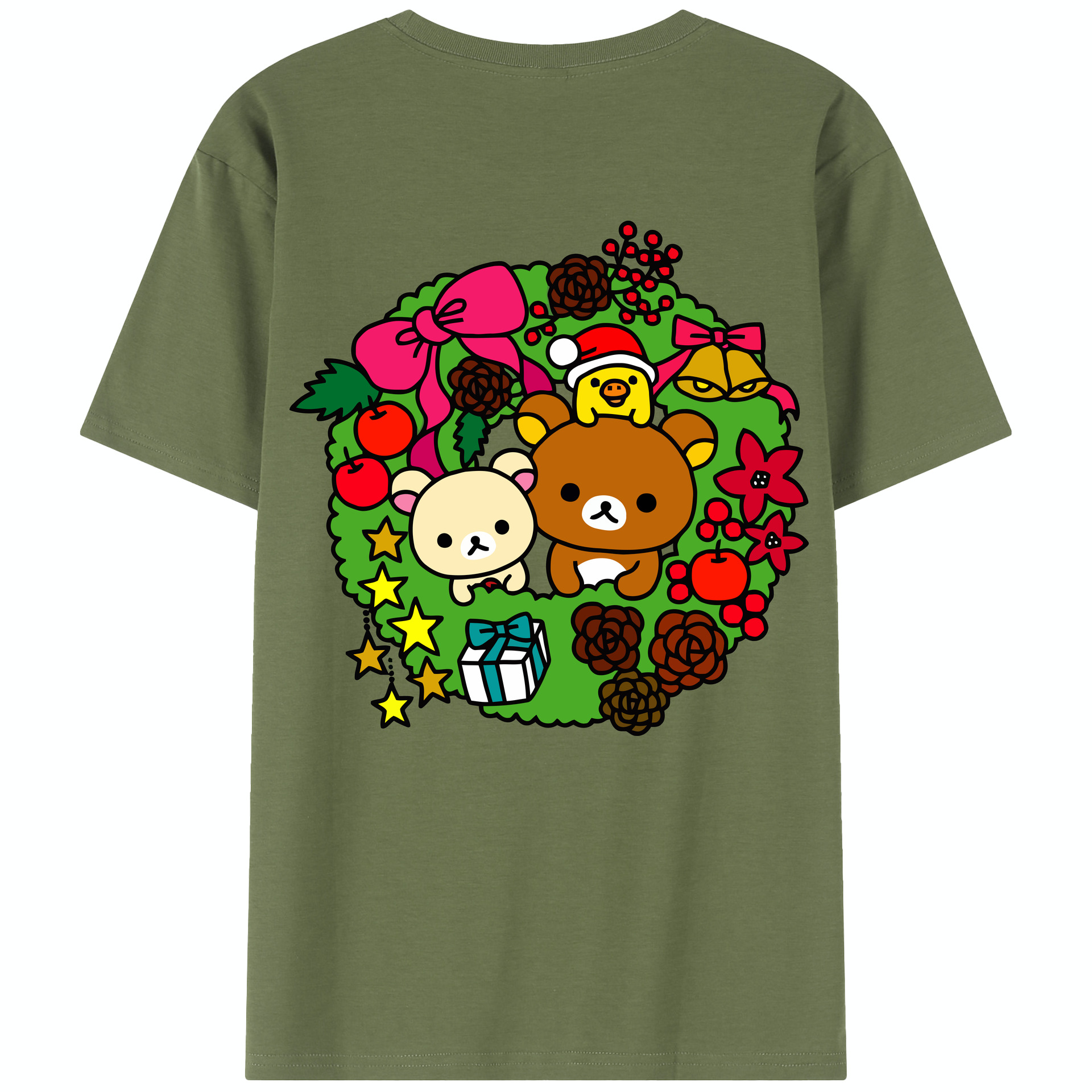 （画像用） リラックマ リラックマ キイロイトリ Rilakkuma Korilakkuma Kiiroitori 綿100％半袖Tシャツ（背面プリント）